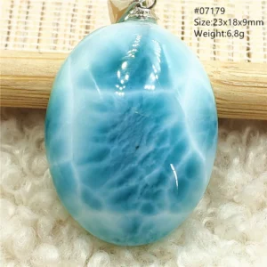 Natural Blue Larimar Pendant Necklace Water Pattern From Dominica Larimar Fashion Jewelry Women Men Rare Stone AAAAAA - Image 5