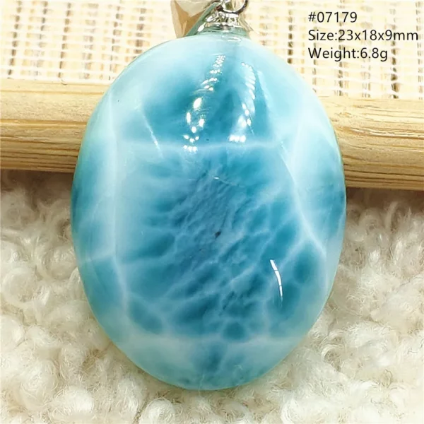 Natural Blue Larimar Pendant Necklace Water Pattern From Dominica Larimar Fashion Jewelry Women Men Rare Stone AAAAAA