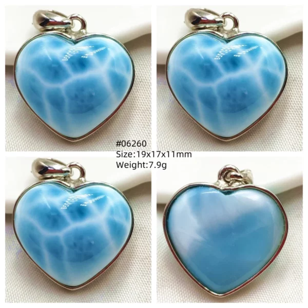 Oval Blue Larimar Teardrop Pendant Necklace, AAAAAA