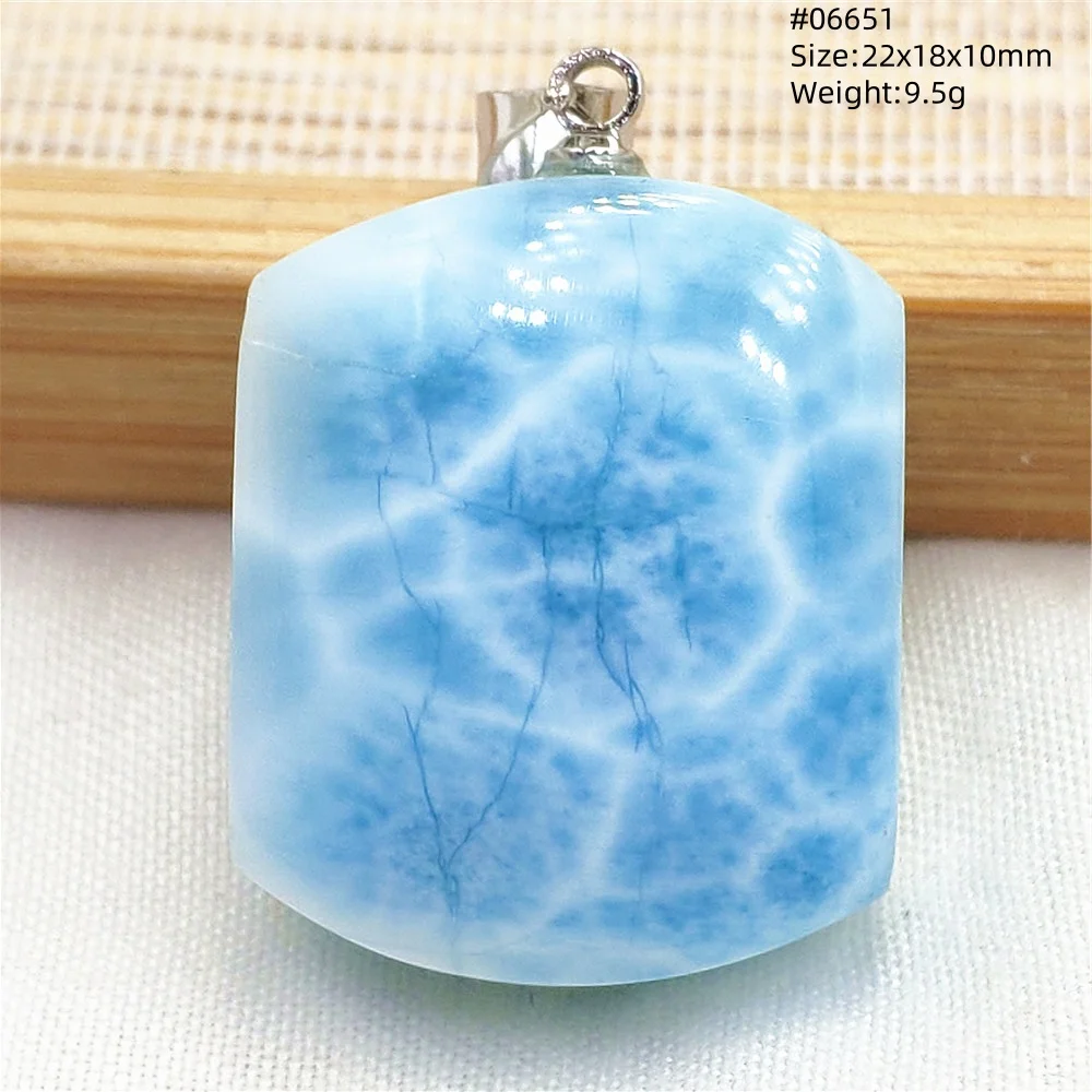 Natural Blue Larimar Pendant Necklace Water Pattern From Dominica Larimar Fashion Jewelry Women Men Rare Stone AAAAAA - Image 10