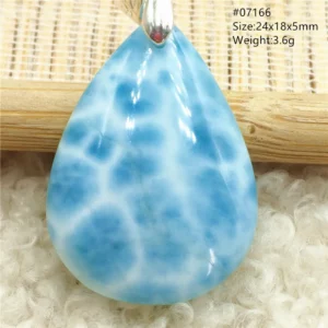 Natural Blue Larimar Pendant Necklace Water Pattern From Dominica Larimar Fashion Jewelry Women Men Rare Stone AAAAAA - Image 6