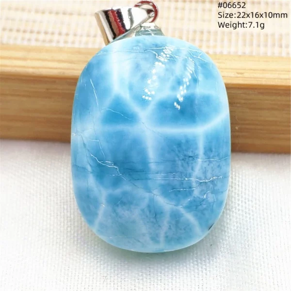 Natural Blue Larimar Pendant Necklace Water Pattern From Dominica Larimar Fashion Jewelry Women Men Rare Stone AAAAAA