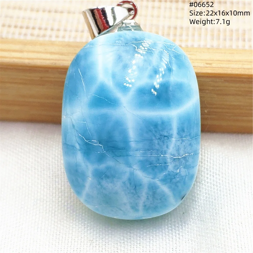 Natural Blue Larimar Pendant Necklace Water Pattern From Dominica Larimar Fashion Jewelry Women Men Rare Stone AAAAAA - Image 20