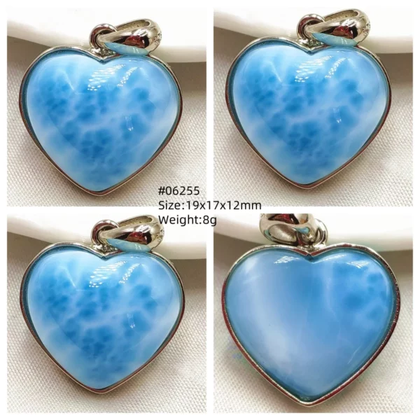 Oval Blue Larimar Teardrop Pendant Necklace, AAAAAA