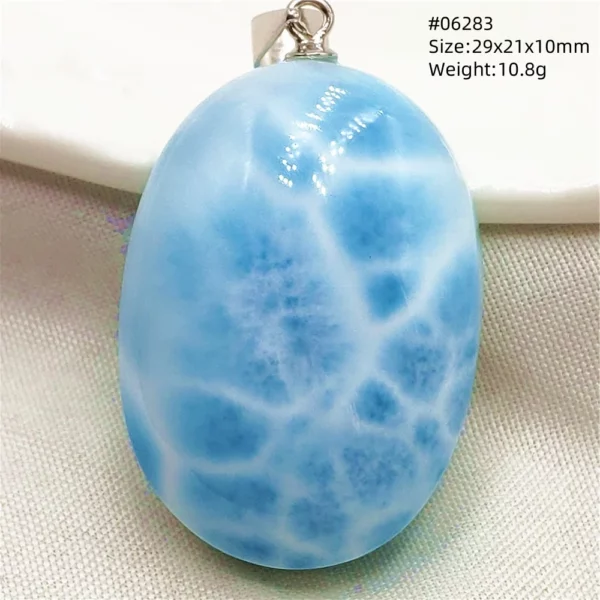 Natural Blue Larimar Pendant Necklace Water Pattern From Dominica Larimar Fashion Jewelry Women Men Rare Stone AAAAAA