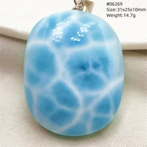 Natural Blue Larimar Pendant Necklace Water Pattern From Dominica Larimar Fashion Jewelry Women Men Rare Stone AAAAAA - Image 66