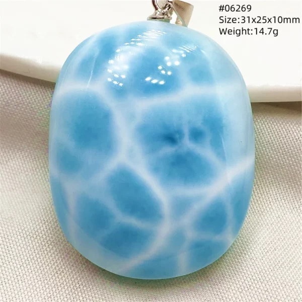 Natural Blue Larimar Pendant Necklace Water Pattern From Dominica Larimar Fashion Jewelry Women Men Rare Stone AAAAAA