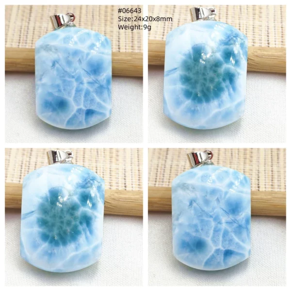 Natural Blue Larimar Pendant Necklace Water Pattern From Dominica Larimar Fashion Jewelry Women Men Rare Stone AAAAAA
