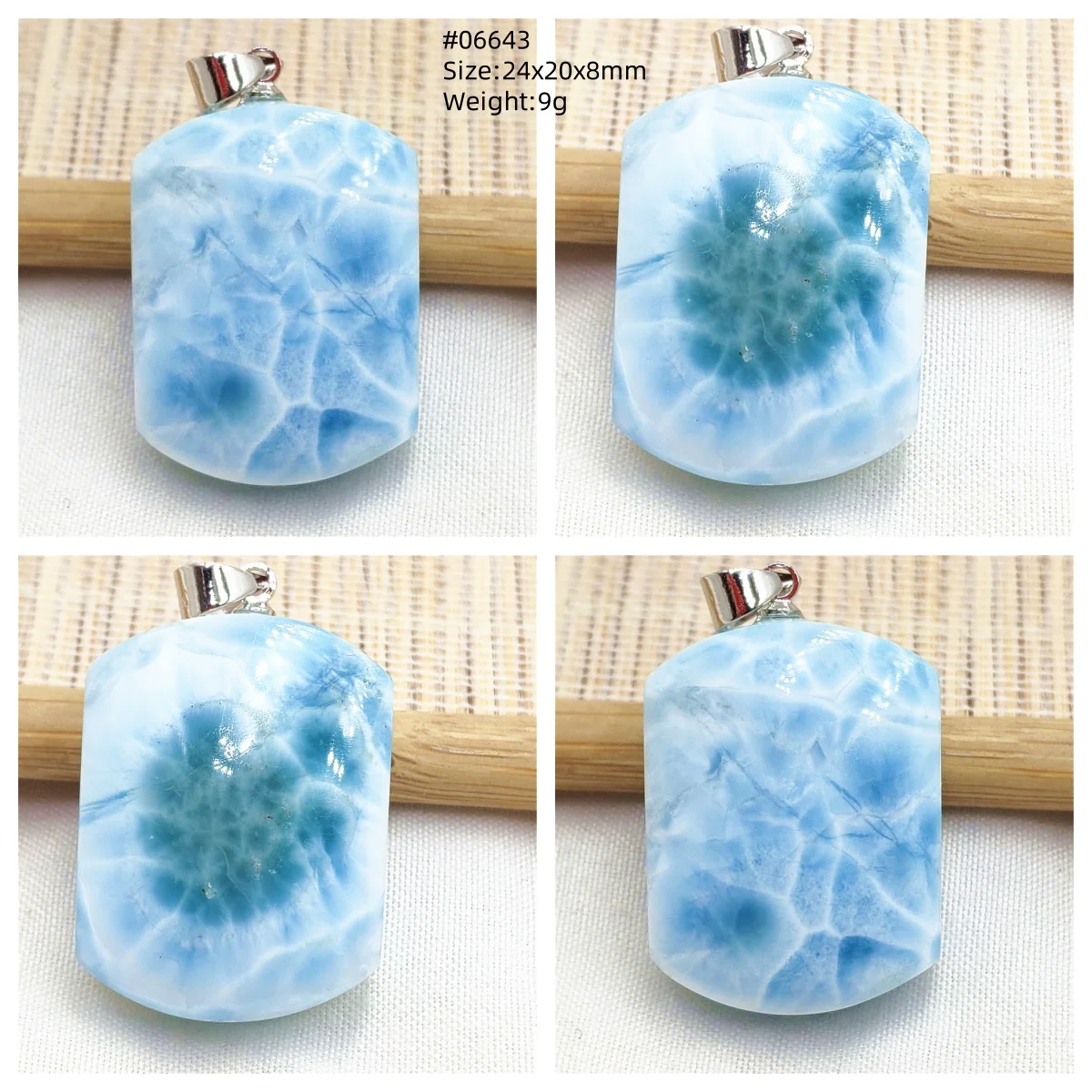 Natural Blue Larimar Pendant Necklace Water Pattern From Dominica Larimar Fashion Jewelry Women Men Rare Stone AAAAAA - Image 15
