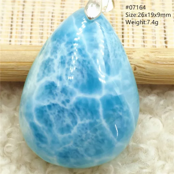 Natural Blue Larimar Pendant Necklace Water Pattern From Dominica Larimar Fashion Jewelry Women Men Rare Stone AAAAAA