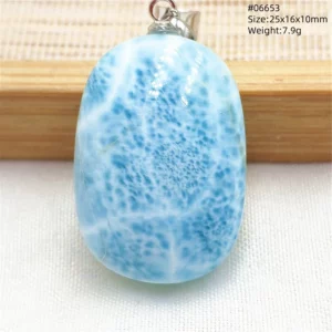 Natural Blue Larimar Pendant Necklace Water Pattern From Dominica Larimar Fashion Jewelry Women Men Rare Stone AAAAAA - Image 21