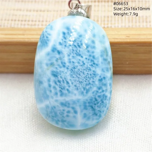 Natural Blue Larimar Pendant Necklace Water Pattern From Dominica Larimar Fashion Jewelry Women Men Rare Stone AAAAAA