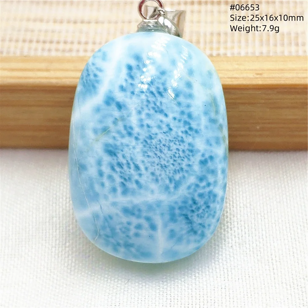Natural Blue Larimar Pendant Necklace Water Pattern From Dominica Larimar Fashion Jewelry Women Men Rare Stone AAAAAA - Image 21
