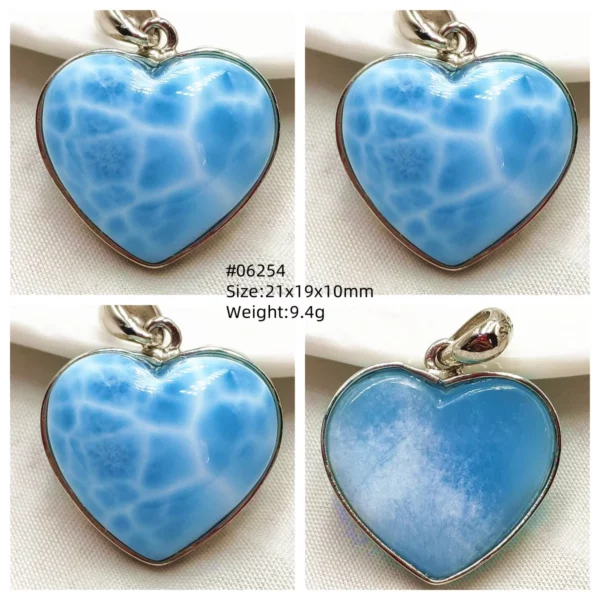 Oval Blue Larimar Teardrop Pendant Necklace, AAAAAA