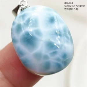 Natural Blue Larimar Pendant Necklace Water Pattern From Dominica Larimar Fashion Jewelry Women Men Rare Stone AAAAAA - Image 11