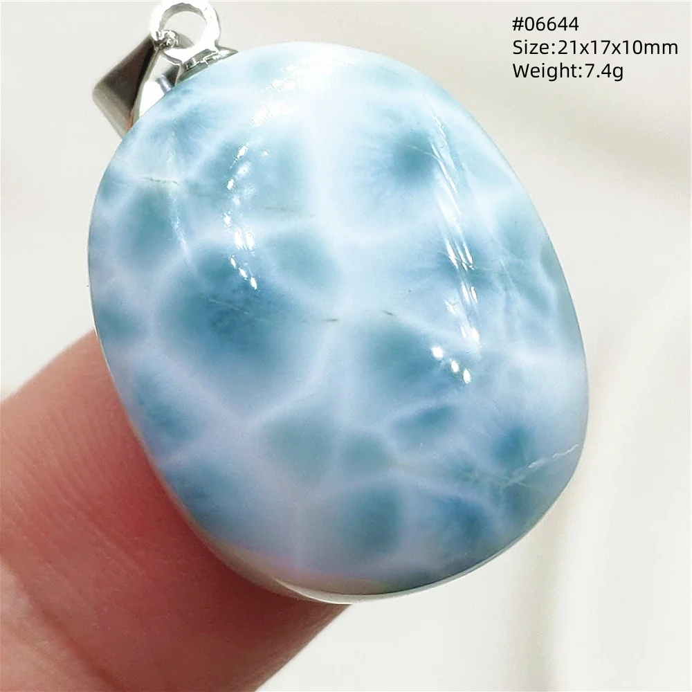 Natural Blue Larimar Pendant Necklace Water Pattern From Dominica Larimar Fashion Jewelry Women Men Rare Stone AAAAAA - Image 11