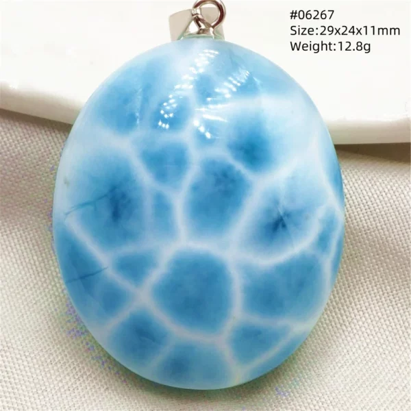 Natural Blue Larimar Pendant Necklace Water Pattern From Dominica Larimar Fashion Jewelry Women Men Rare Stone AAAAAA