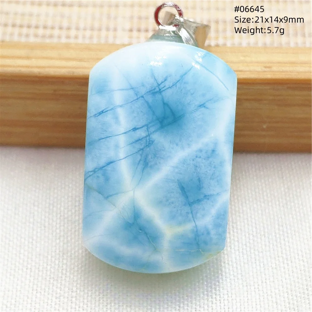 Natural Blue Larimar Pendant Necklace Water Pattern From Dominica Larimar Fashion Jewelry Women Men Rare Stone AAAAAA - Image 12