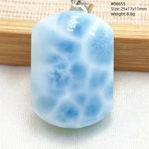 Natural Blue Larimar Pendant Necklace Water Pattern From Dominica Larimar Fashion Jewelry Women Men Rare Stone AAAAAA - Image 23