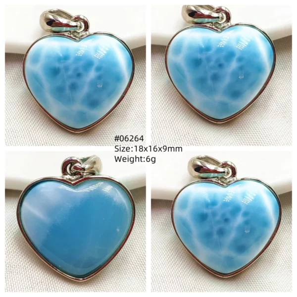 Natural Blue Larimar Pendant Necklace Water Pattern From Dominica Larimar Fashion Jewelry Women Men Rare Stone AAAAAA