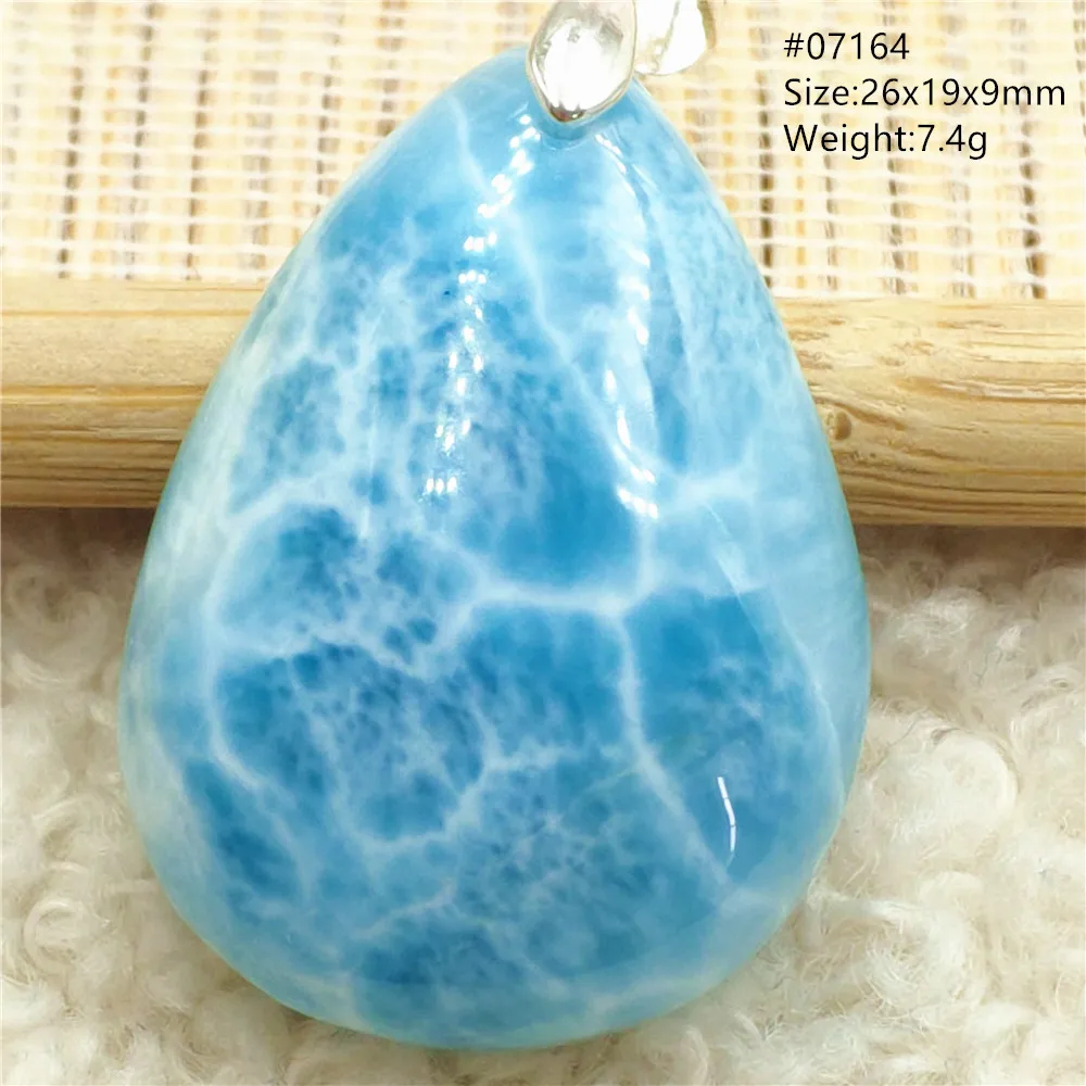 Natural Blue Larimar Pendant Necklace Water Pattern From Dominica Larimar Fashion Jewelry Women Men Rare Stone AAAAAA - Image 1