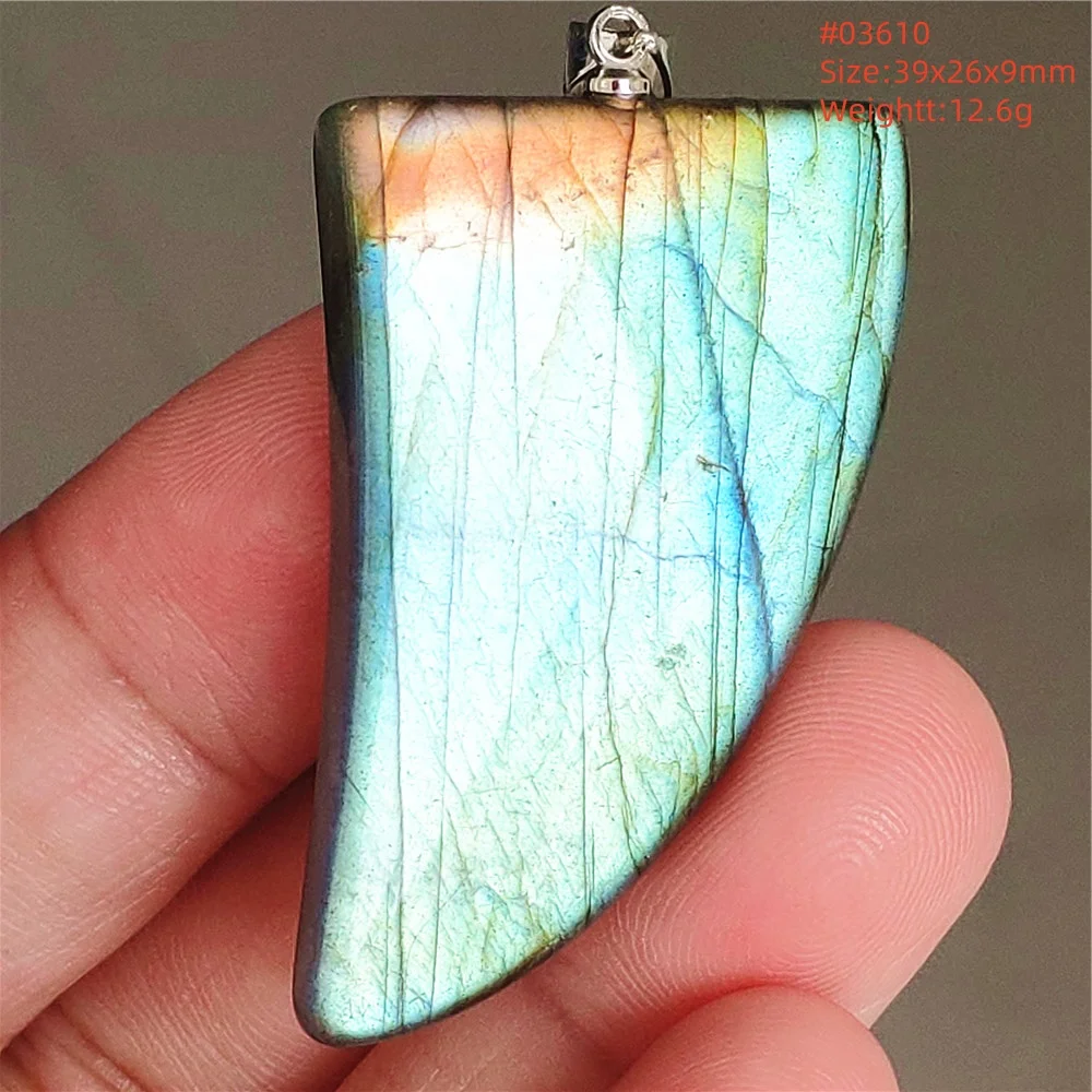 Natural Labradorite Flash Pendant Necklace, Water Drop - Image 7