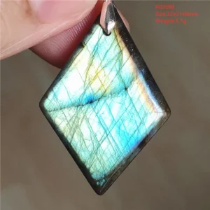 Natural Labradorite Flash Pendant Necklace, Water Drop - Image 9