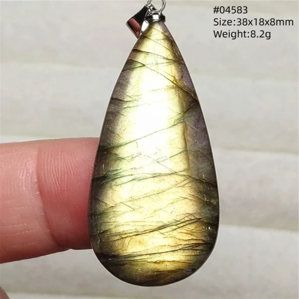 Natural Blue Light Labradorite Pendant Jewelry Water Drop Crystal Flash Labradorite Bead Necklace Women Men AAAAAA