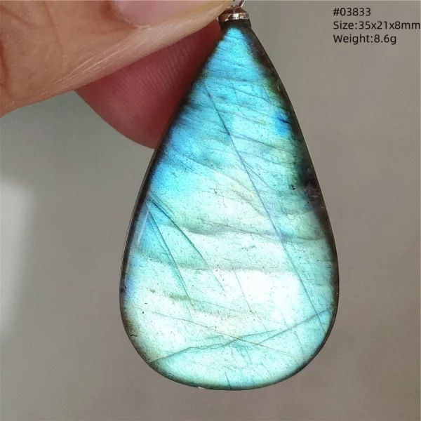Natural Blue Light Labradorite Pendant Jewelry Water Drop Crystal Flash Labradorite Bead Necklace Women Men AAAAAA