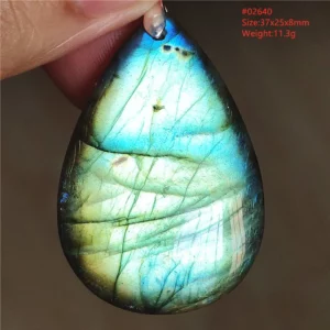 Natural Labradorite Flash Pendant Necklace, Water Drop - Image 44