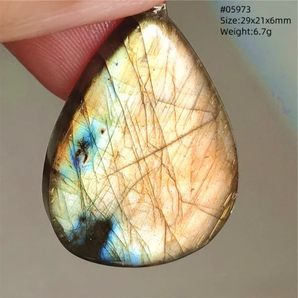 Natural Labradorite Flash Pendant Necklace, Water Drop