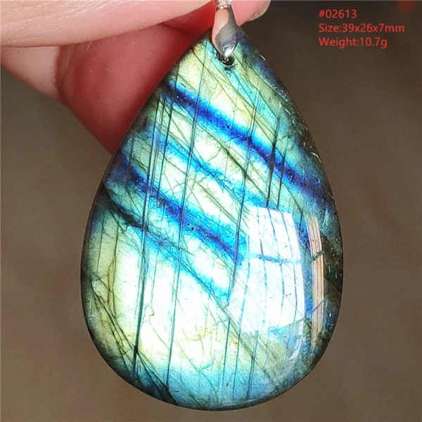 Natural Labradorite Flash Pendant Necklace, Water Drop