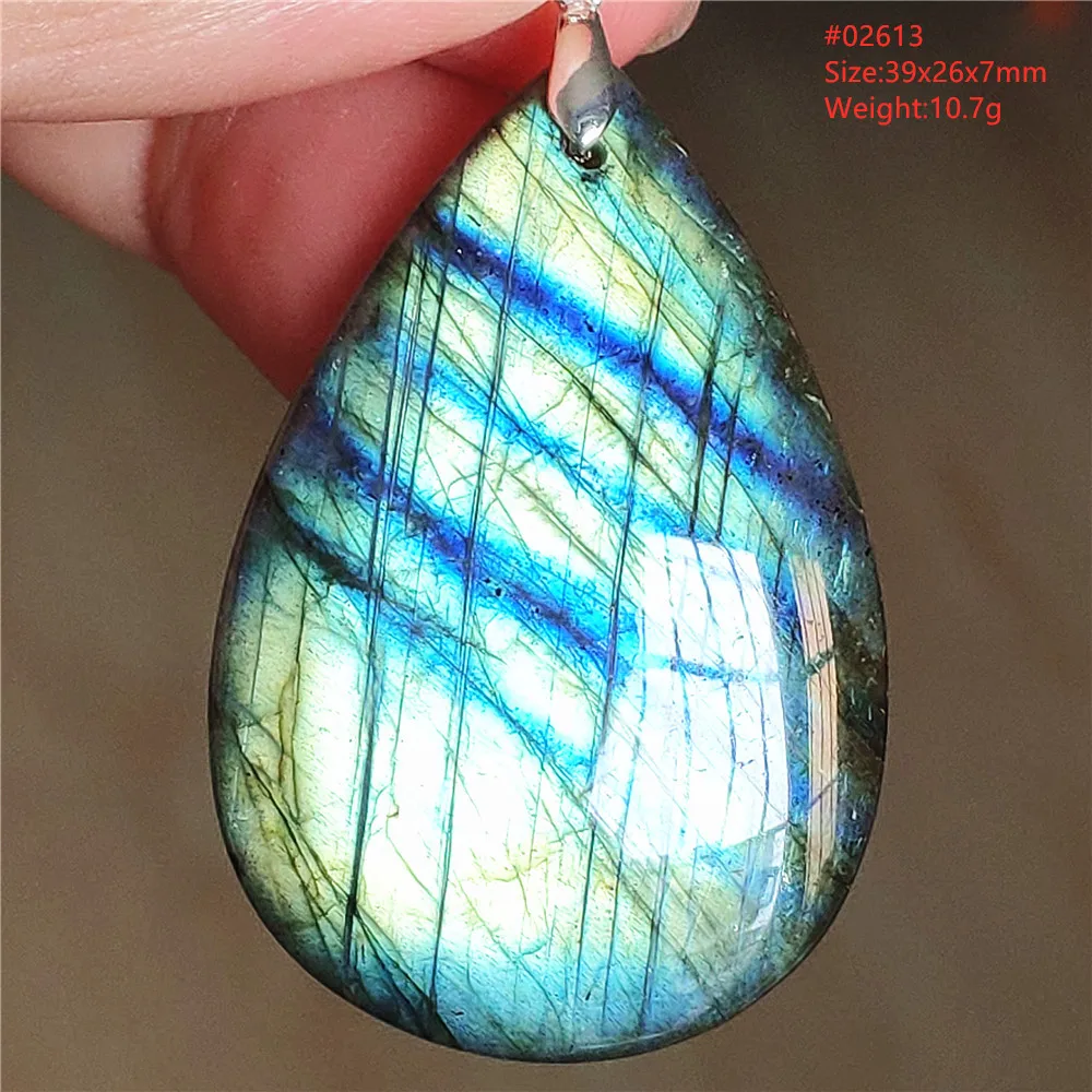 Natural Labradorite Flash Pendant Necklace, Water Drop - Image 62