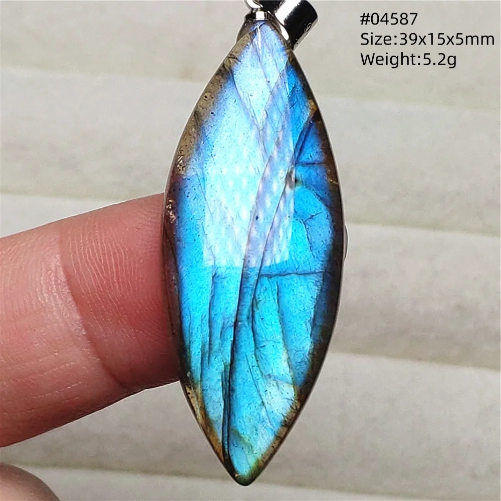 Natural Labradorite Flash Pendant Necklace, Water Drop - Image 51