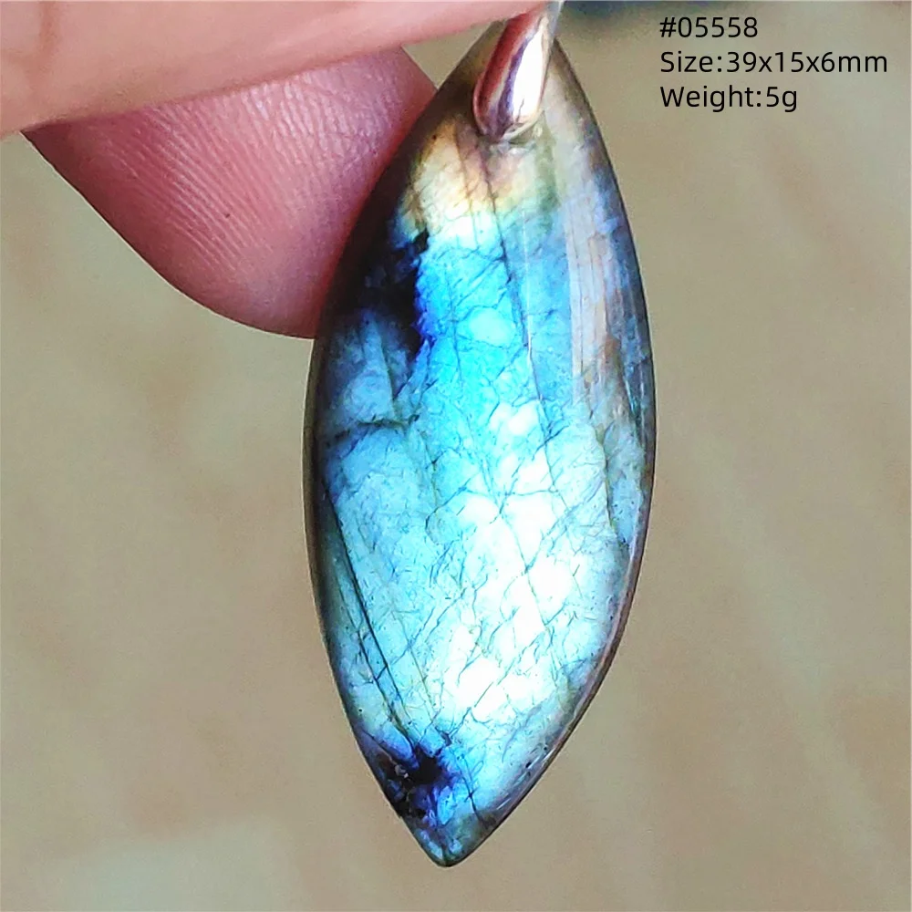 Natural Labradorite Flash Pendant Necklace, Water Drop - Image 53