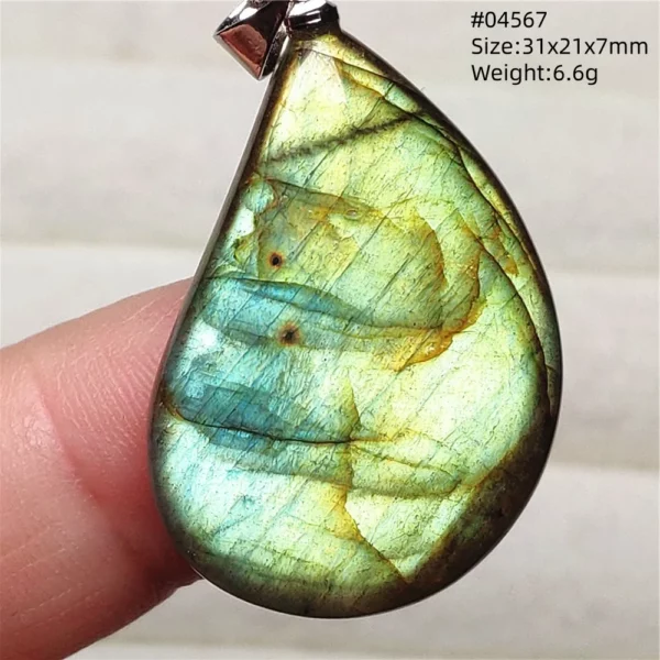 Natural Blue Light Labradorite Pendant Jewelry Water Drop Crystal Flash Labradorite Bead Necklace Women Men AAAAAA