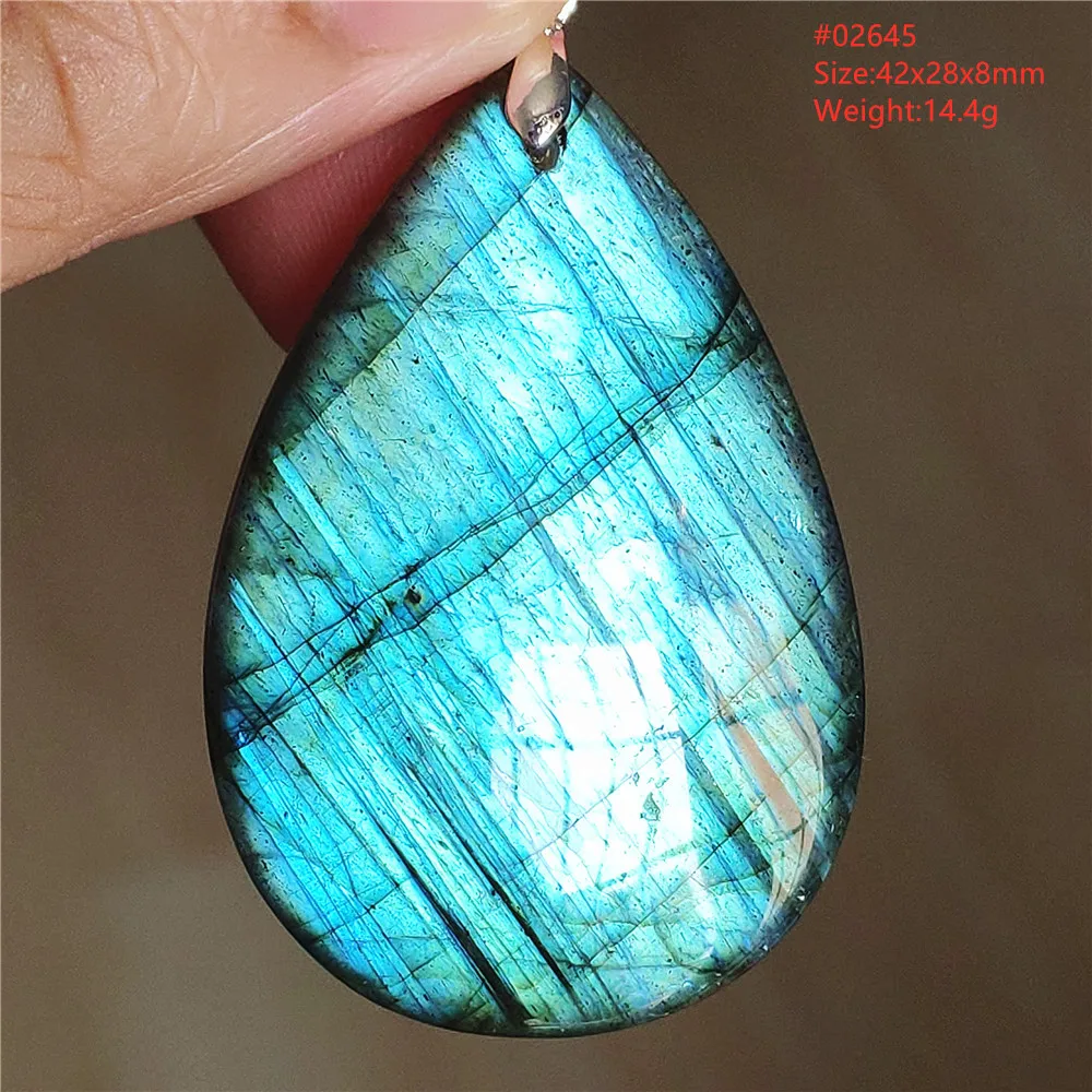 Natural Labradorite Flash Pendant Necklace, Water Drop - Image 71