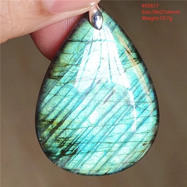 Natural Labradorite Flash Pendant Necklace, Water Drop