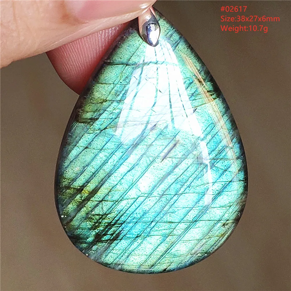 Natural Labradorite Flash Pendant Necklace, Water Drop - Image 64