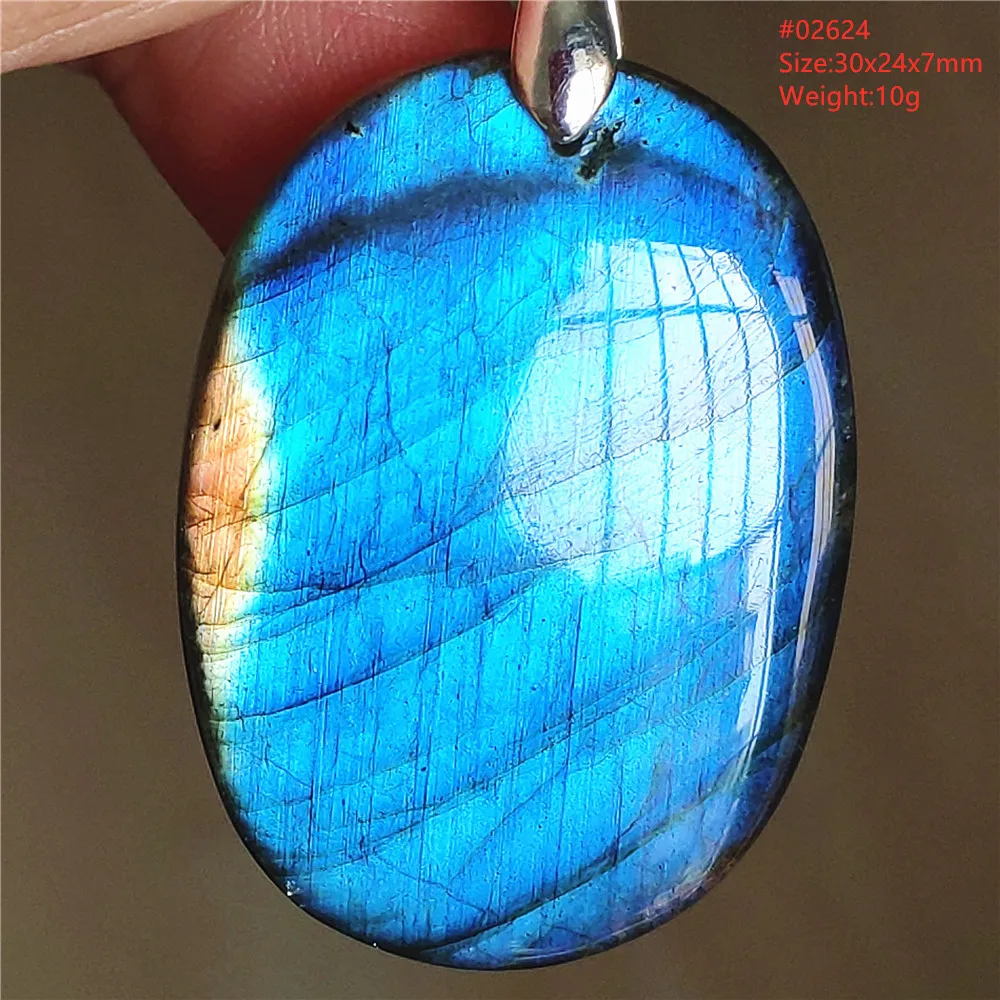 Natural Labradorite Flash Pendant Necklace, Water Drop - Image 3