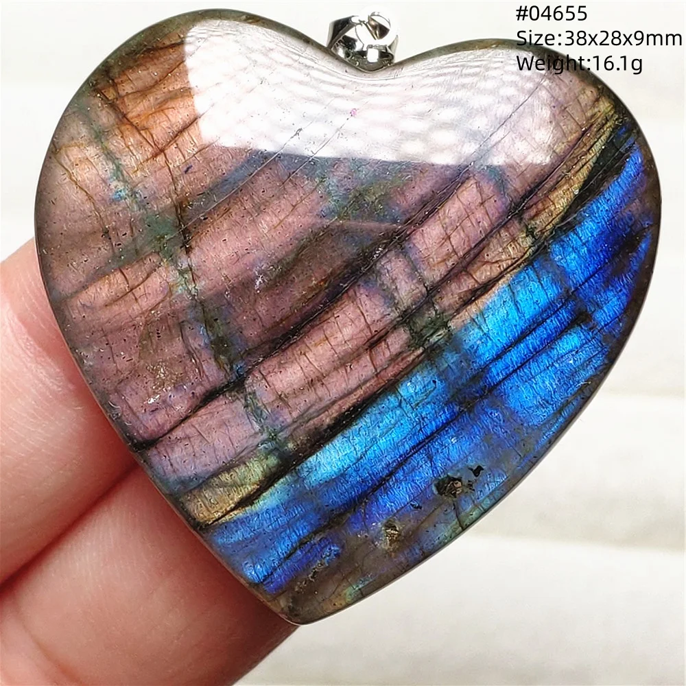 Natural Labradorite Flash Pendant Necklace, Water Drop - Image 29