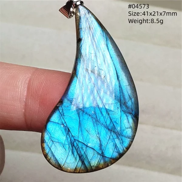 Natural Blue Light Labradorite Pendant Jewelry Water Drop Crystal Flash Labradorite Bead Necklace Women Men AAAAAA