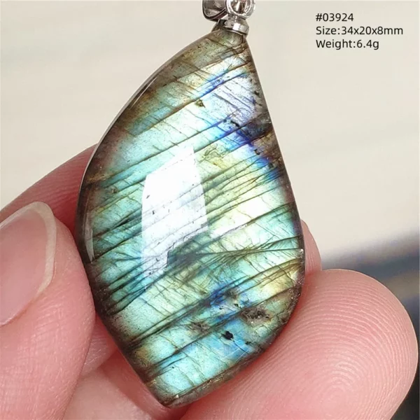Natural Labradorite Flash Pendant Necklace, Water Drop