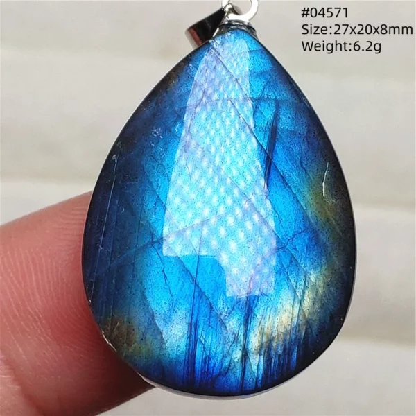Natural Blue Light Labradorite Pendant Jewelry Water Drop Crystal Flash Labradorite Bead Necklace Women Men AAAAAA