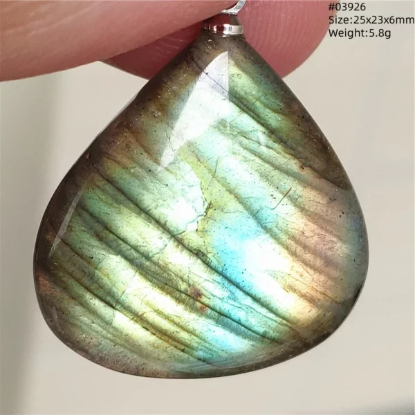 Natural Labradorite Flash Pendant Necklace, Water Drop