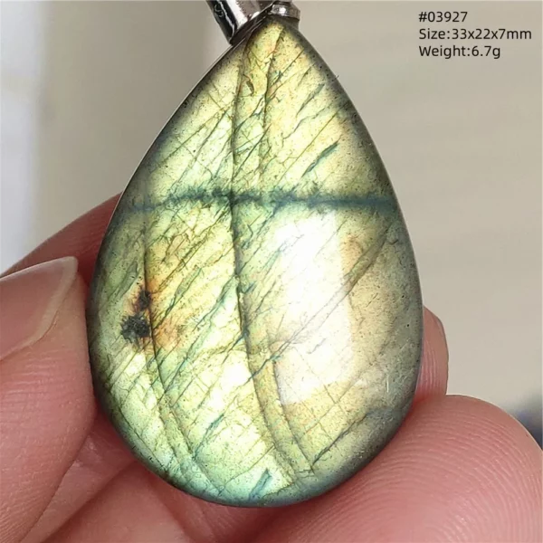 Natural Labradorite Flash Pendant Necklace, Water Drop