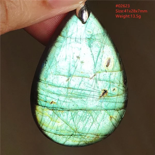Natural Labradorite Flash Pendant Necklace, Water Drop