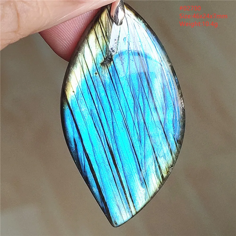 Natural Labradorite Flash Pendant Necklace, Water Drop - Image 11