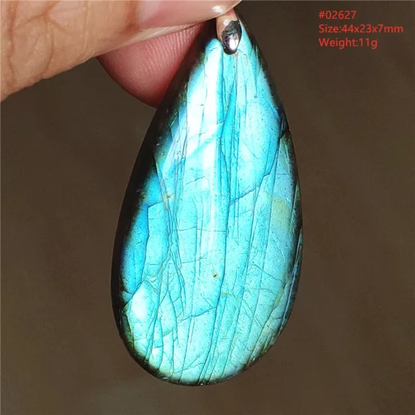 Natural Labradorite Flash Pendant Necklace, Water Drop