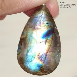 Natural Labradorite Flash Pendant Necklace, Water Drop - Image 49